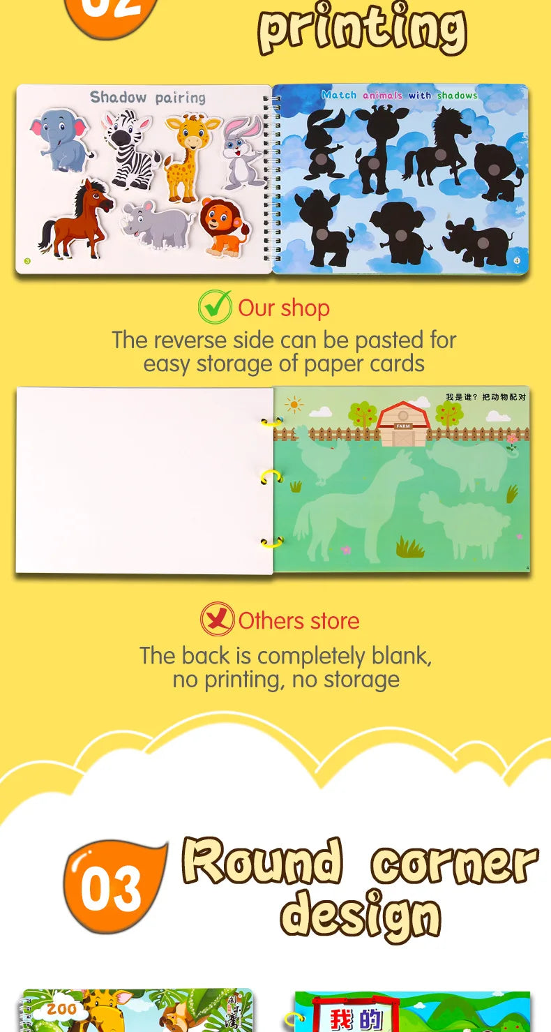 Montessori Baby Busy Sticker Book 3D Farm Life Fruit Car Theme Quiet Book Early Education Learning Fine Motor Training Baby Toy