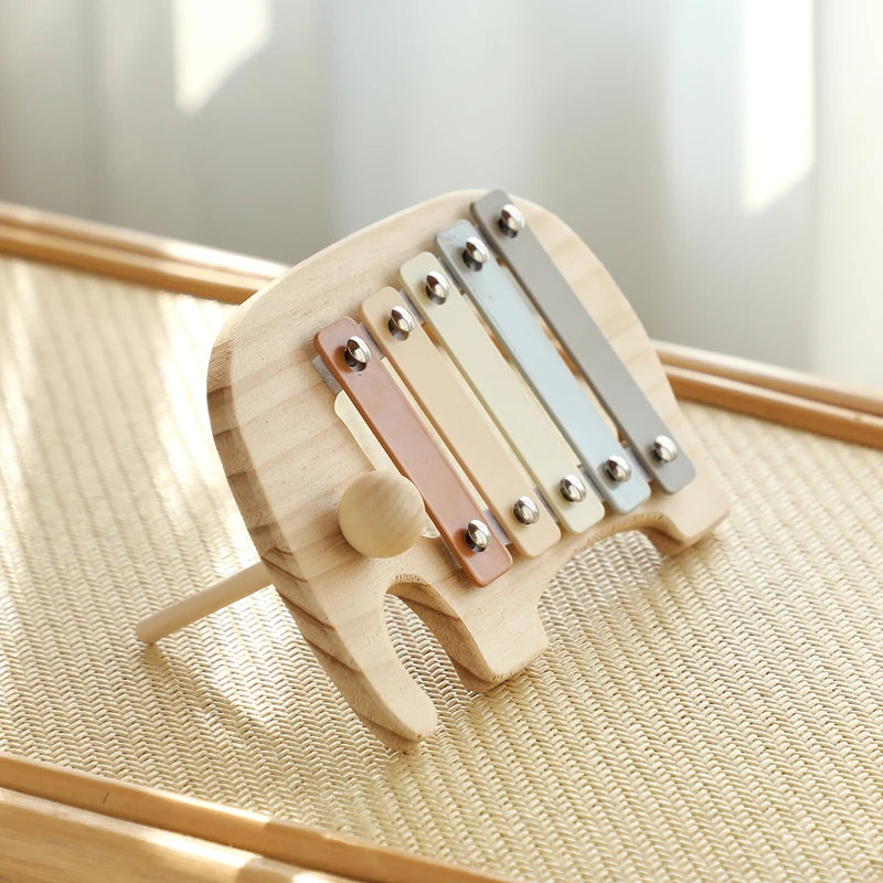 Montessori Wooden Toy Multicolor Xylophone Bell Beads Drum Column Musical Instrument Toy Kid Educational Musical Instrument Gift