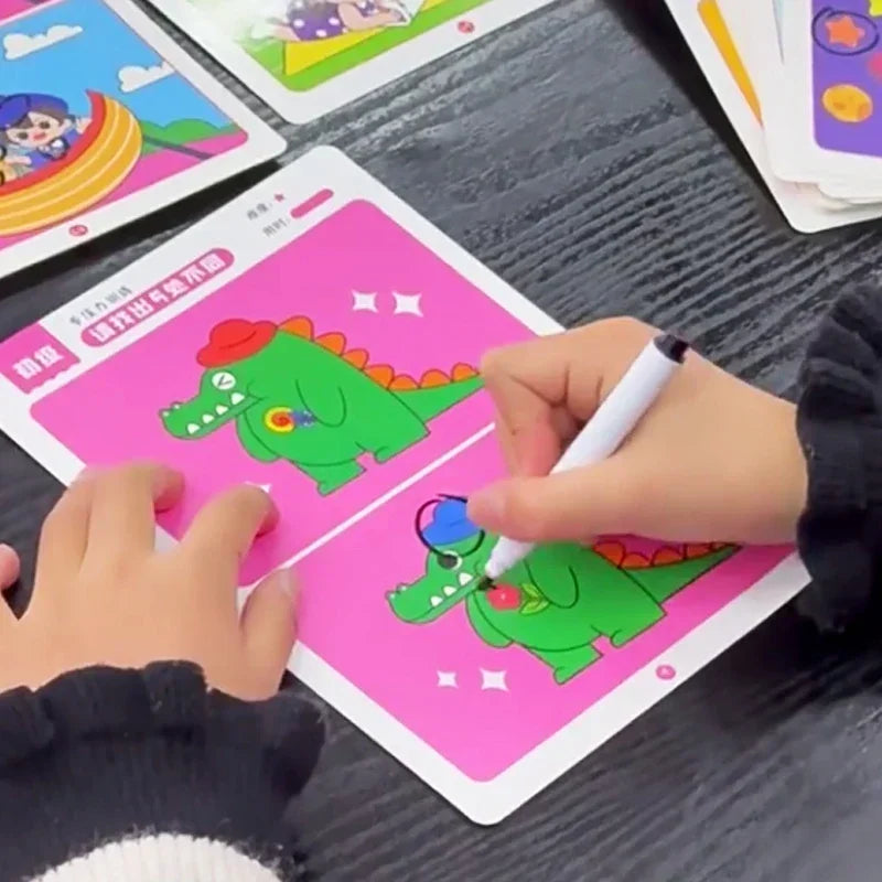 64Pcs Montessori Educational Game Cards for Kids - Error-Finding Concentration Training Toys