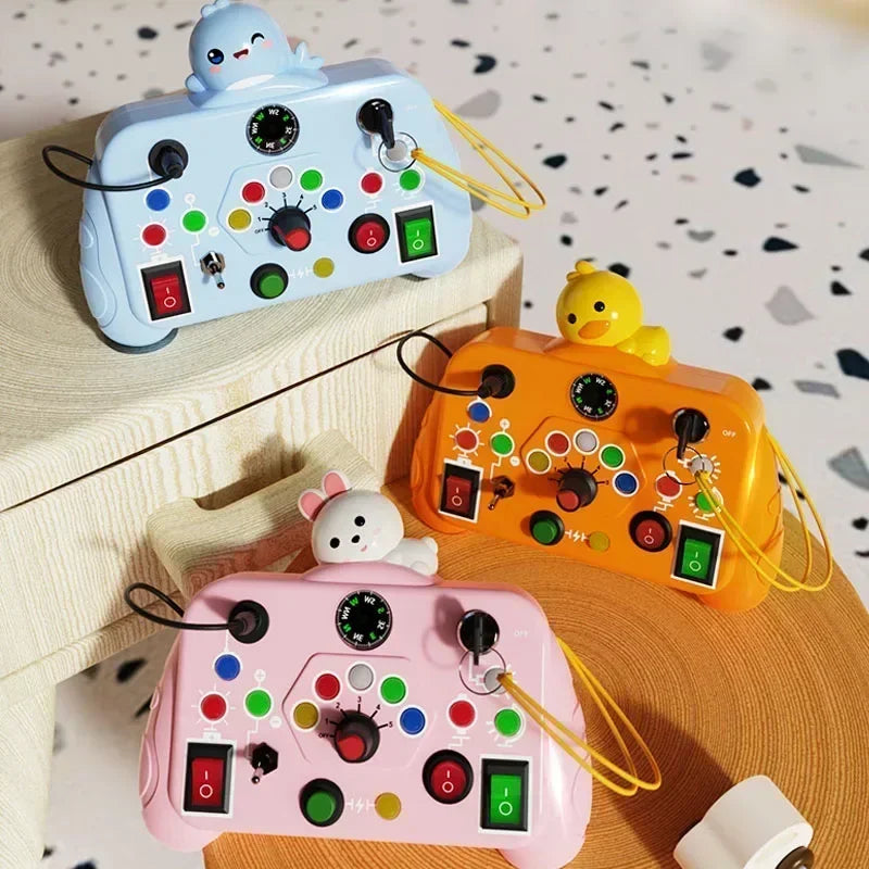 Montessori Baby Sensory Busy Board - Light Switch Activity Toy for Infant Development