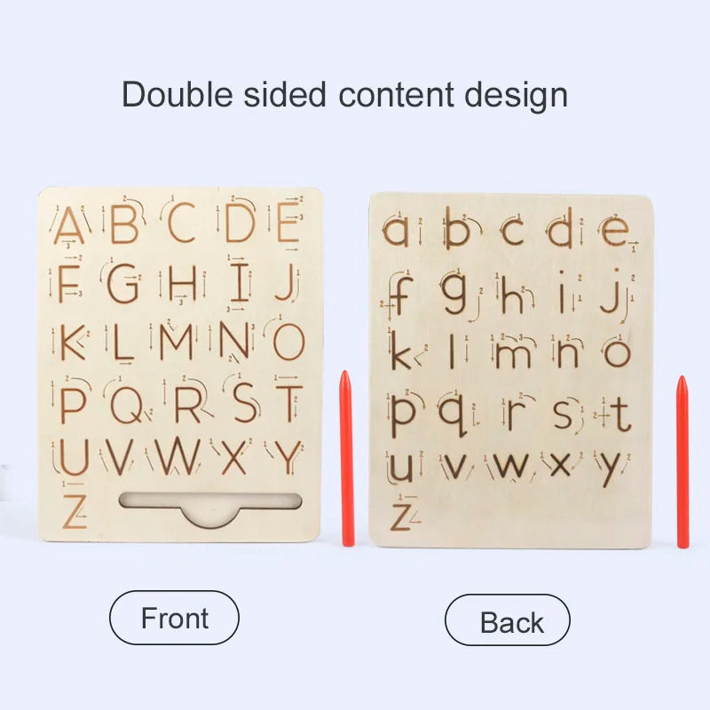 Children's Wooden Educational Toys Montessori Early Learning Word Spelling Letter Groove Practice Board Pen Control Training