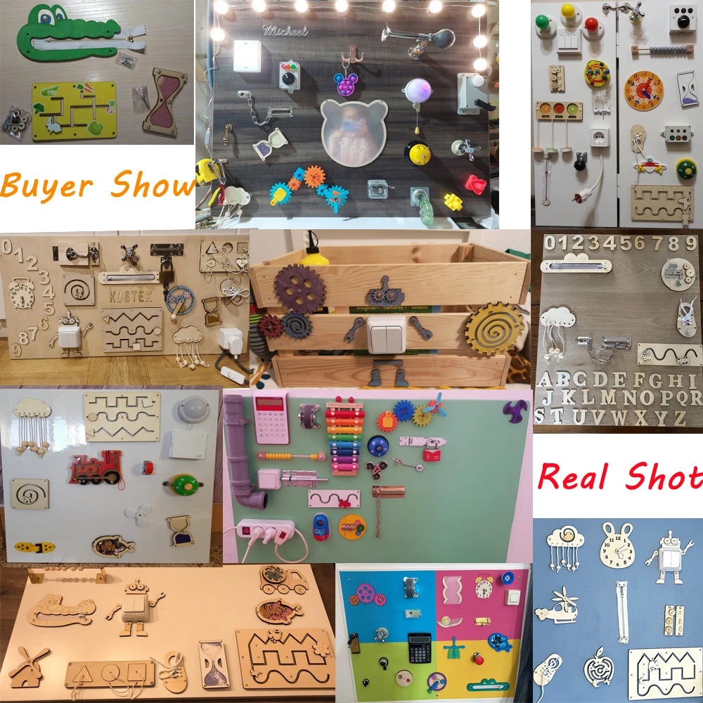Busy Board Accessories DIY Toys Wooden Parts Montessori Educational Toy For Kids Children Activity Sensory Busyboard Accessories