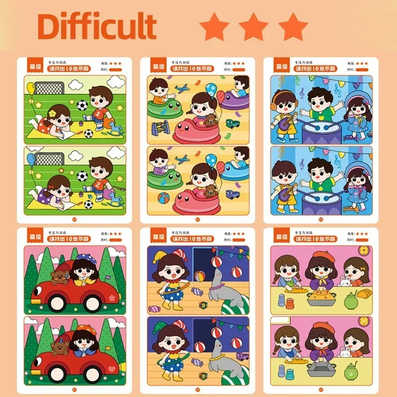 64Pcs Montessori Educational Game Cards for Kids - Error-Finding Concentration Training Toys