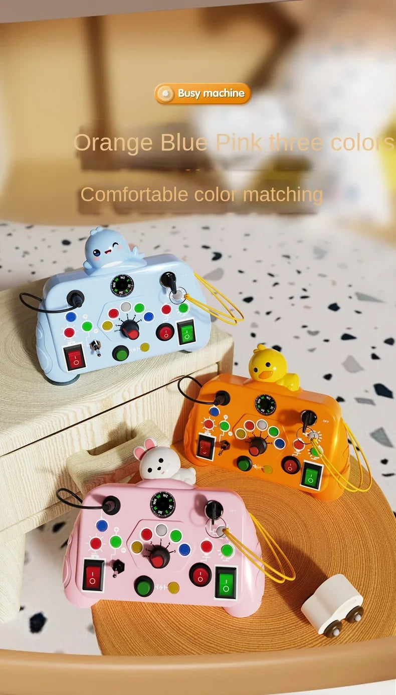 Montessori Baby Sensory Busy Board - Light Switch Activity Toy for Infant Development