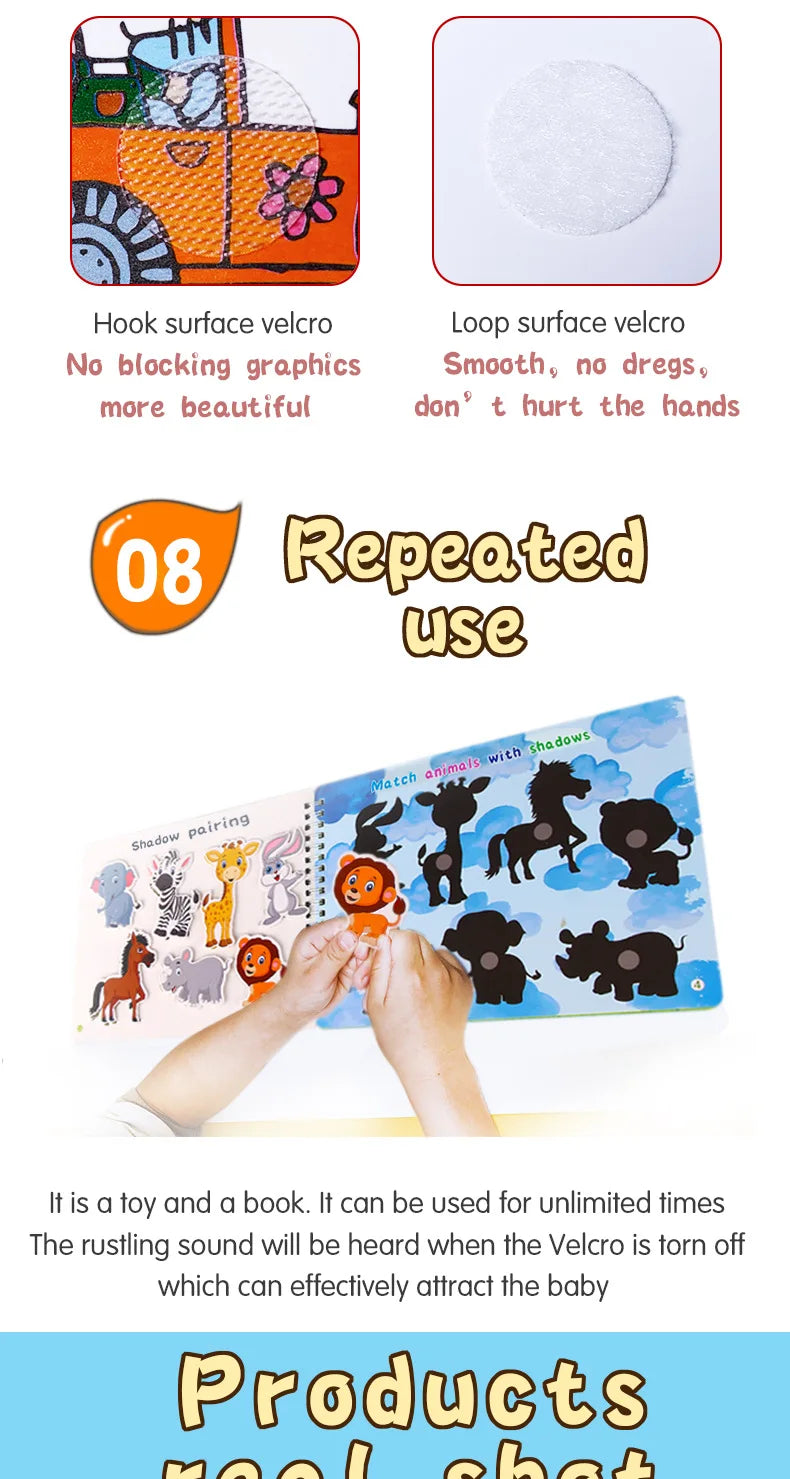 Montessori Baby Busy Sticker Book 3D Farm Life Fruit Car Theme Quiet Book Early Education Learning Fine Motor Training Baby Toy