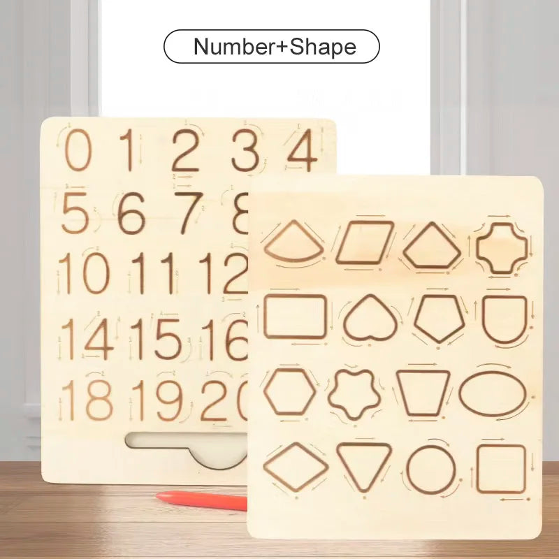 Children's Wooden Educational Toys Montessori Early Learning Word Spelling Letter Groove Practice Board Pen Control Training