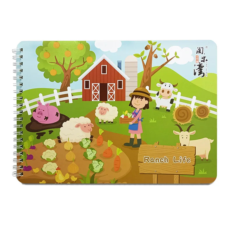 Montessori Baby Busy Sticker Book 3D Farm Life Fruit Car Theme Quiet Book Early Education Learning Fine Motor Training Baby Toy