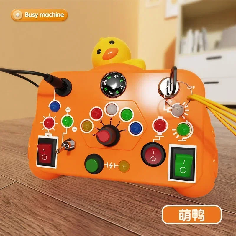 Montessori Baby Sensory Busy Board - Light Switch Activity Toy for Infant Development