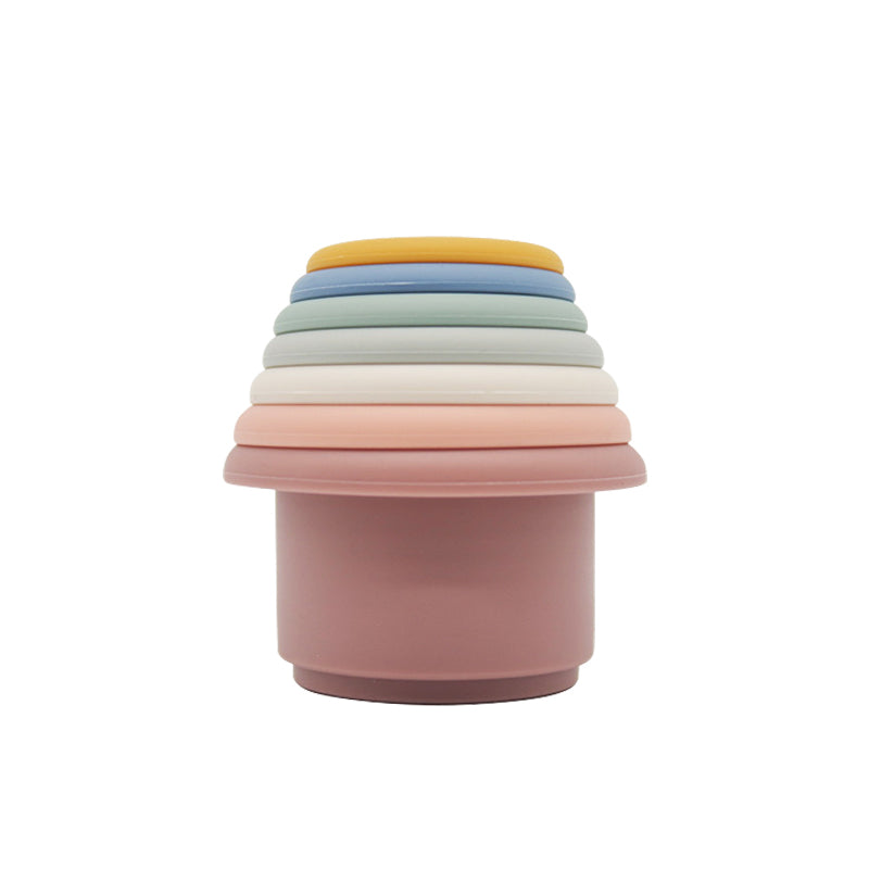 Baby Silicone Stacking Cups Montessori Building Block Bpa Free Hourglass Toys Early Educational Stack Tower Gifts For Boys Girls