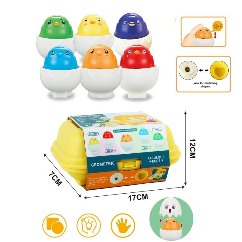 Montessori Smart Eggs 6/12PCS Educational Toy for Early Learning Geometry Shapes and Alphabet Skills