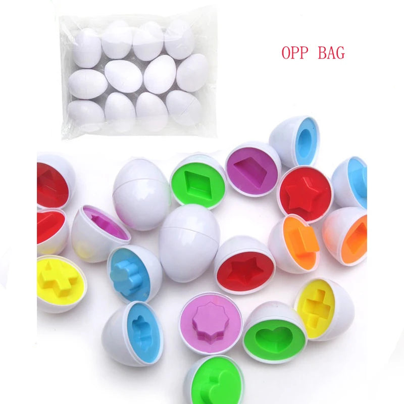 Montessori Smart Eggs 6/12PCS Educational Toy for Early Learning Geometry Shapes and Alphabet Skills