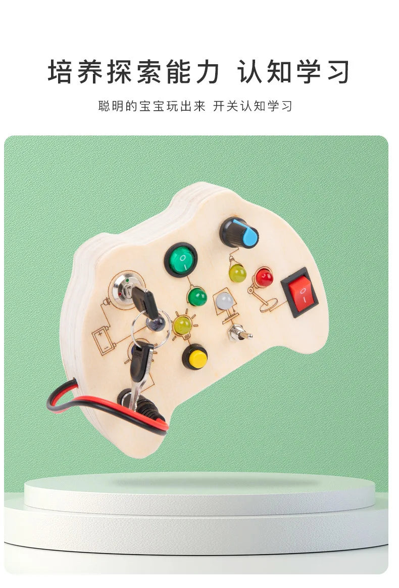 Montessori Busy Board Circuit LED Light Socket ON/OFF Baby Early Hand Fine Cognitive Education Teaching Aids Toy Gifts Busyboard