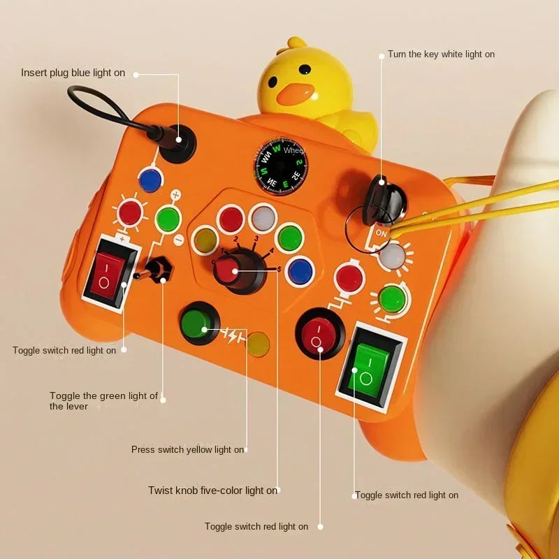 Montessori Baby Sensory Busy Board - Light Switch Activity Toy for Infant Development