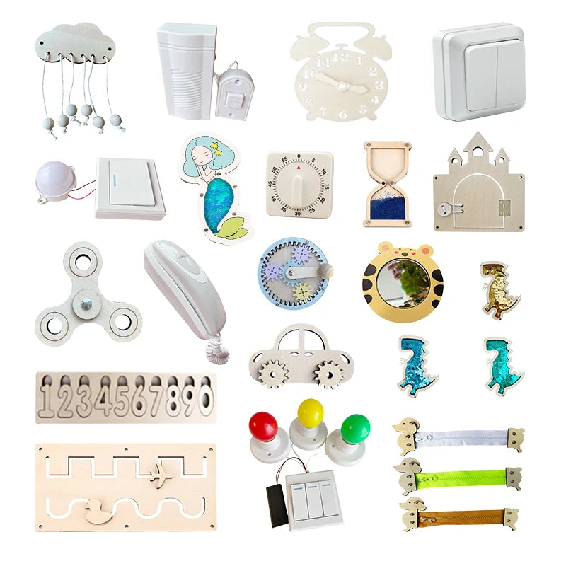 DIY Busy Board Baby Accessories Kids Wooden Toys Montessori Sensory Activity Educational Games Switch Doorbell for Children Gift