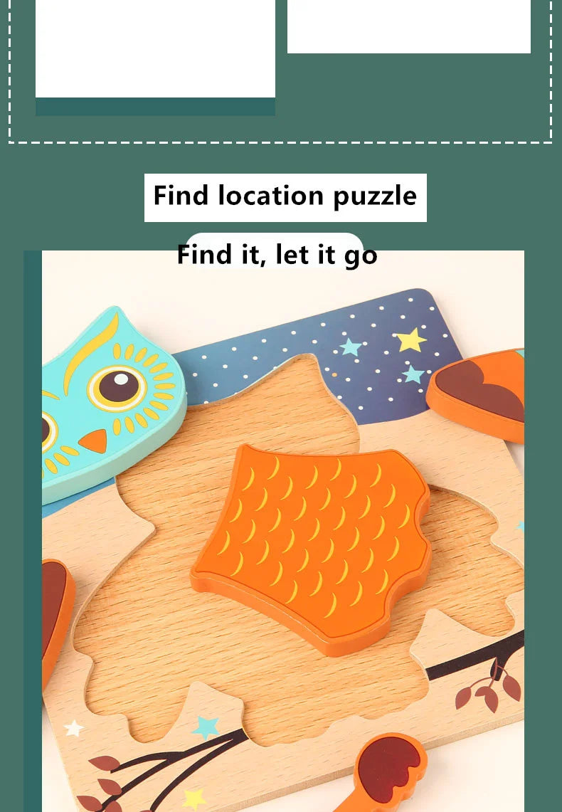 Wooden 3D Toys Puzzle Cartoon Animals Early Learning Cognition Intelligence Puzzle Game Colorful Montessori Toys Christmas Gifts