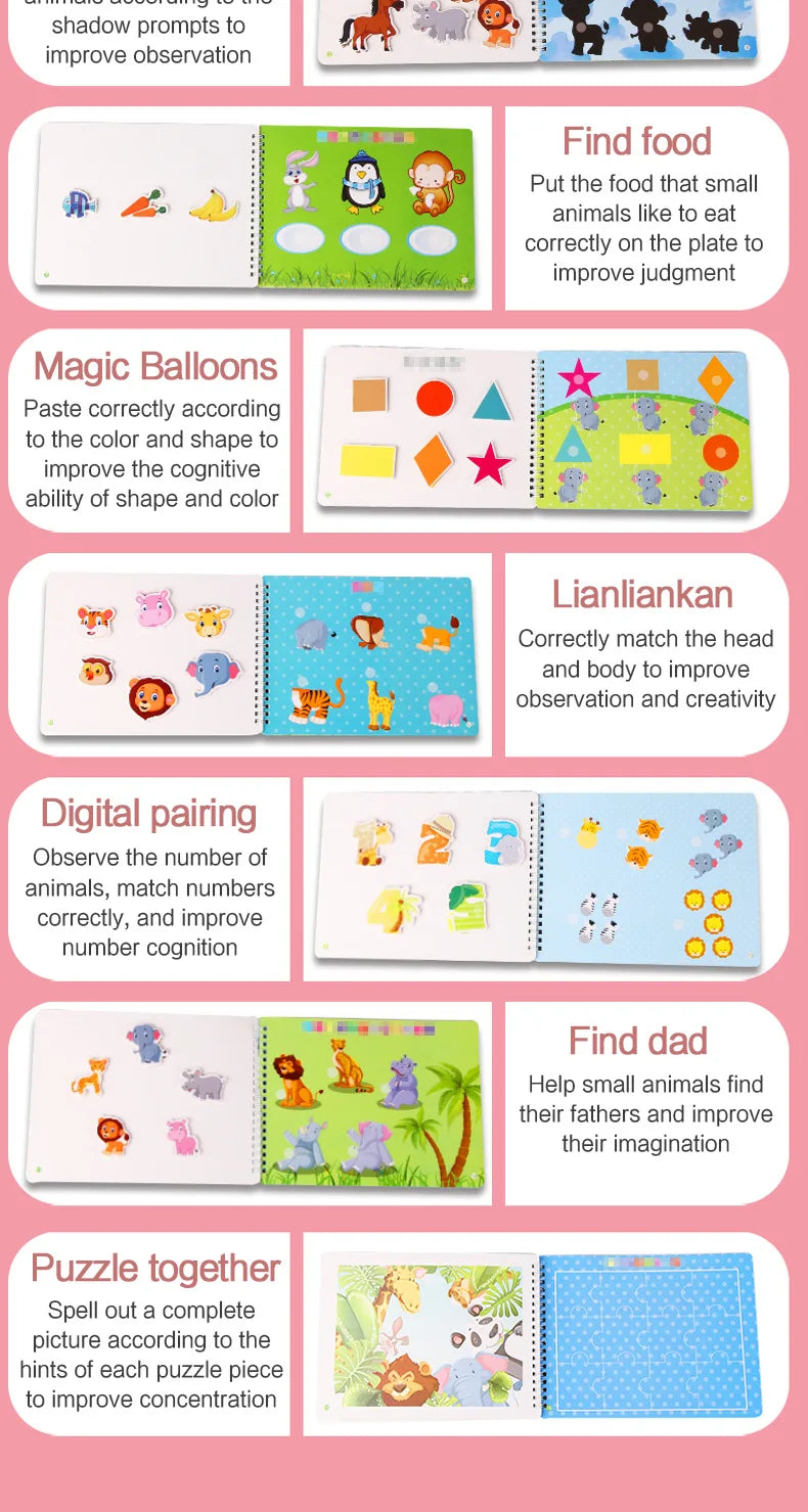 Montessori Baby Busy Sticker Book 3D Farm Life Fruit Car Theme Quiet Book Early Education Learning Fine Motor Training Baby Toy