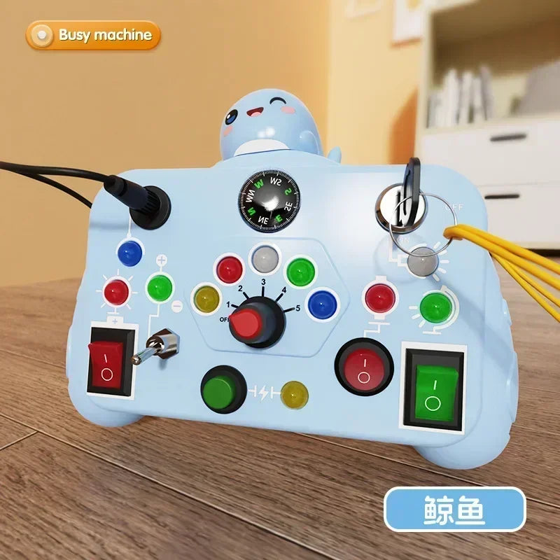 Montessori Baby Sensory Busy Board - Light Switch Activity Toy for Infant Development