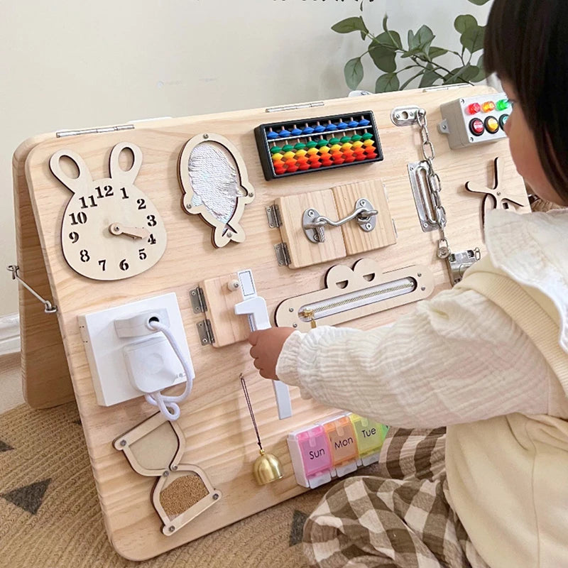 DIY Busy Board Baby Accessories Kids Wooden Toys Montessori Sensory Activity Educational Games Switch Doorbell for Children Gift