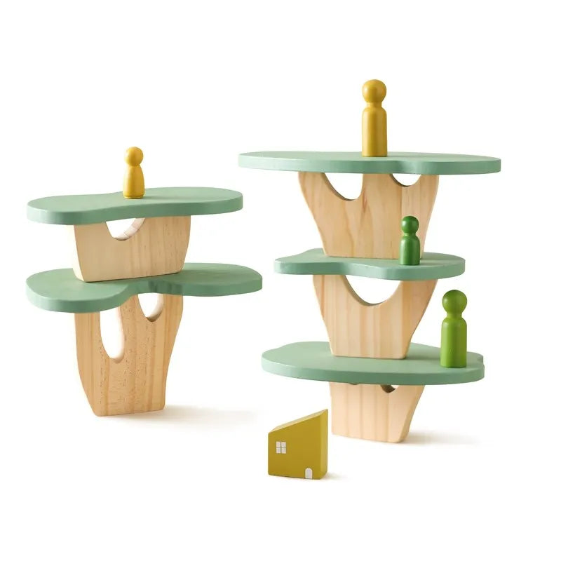 Montessori Wooden Tree Block Toys for Children Ornament Decoration Baby Stacking 3D Toy Wooden Blocks  Stacker Balancing Games