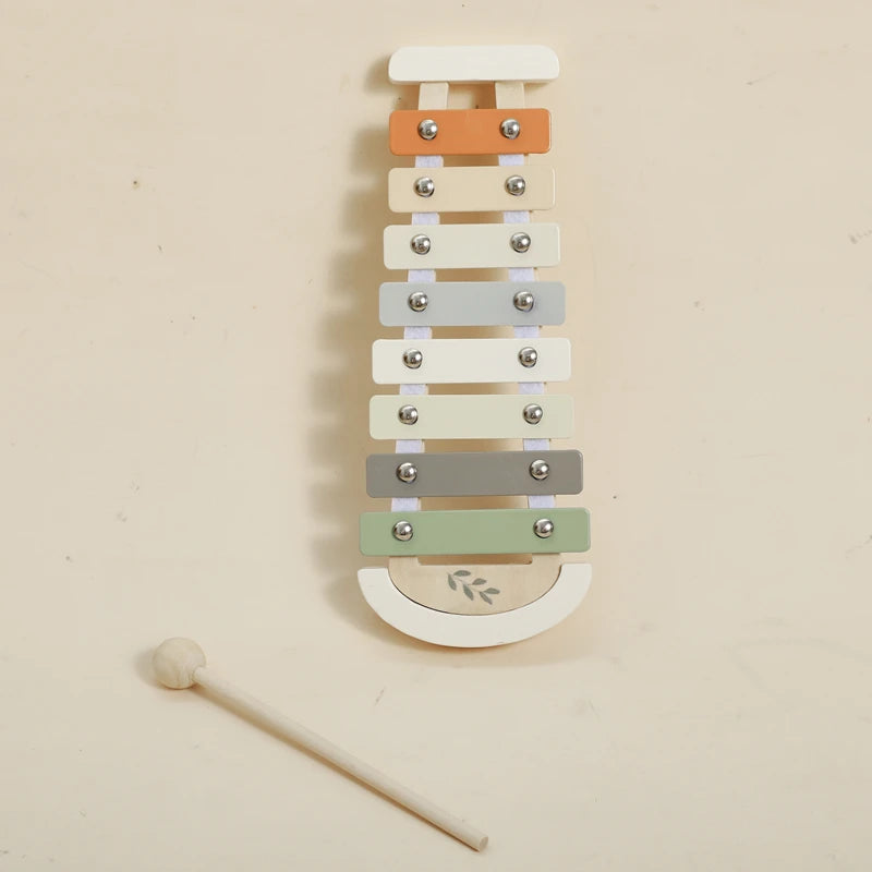 Montessori Wooden Toy Multicolor Xylophone Bell Beads Drum Column Musical Instrument Toy Kid Educational Musical Instrument Gift