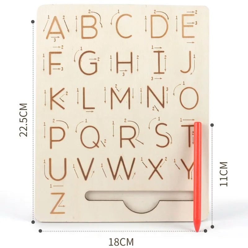Children's Wooden Educational Toys Montessori Early Learning Word Spelling Letter Groove Practice Board Pen Control Training