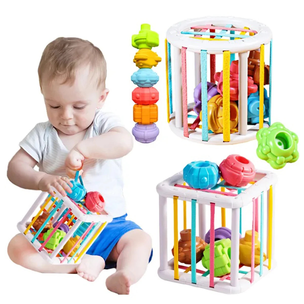 Montessori Baby Toys Stack Pull Blocks Games 0-12 Months Color Shade Sensory Development Learning Educational Toys Babies Infant