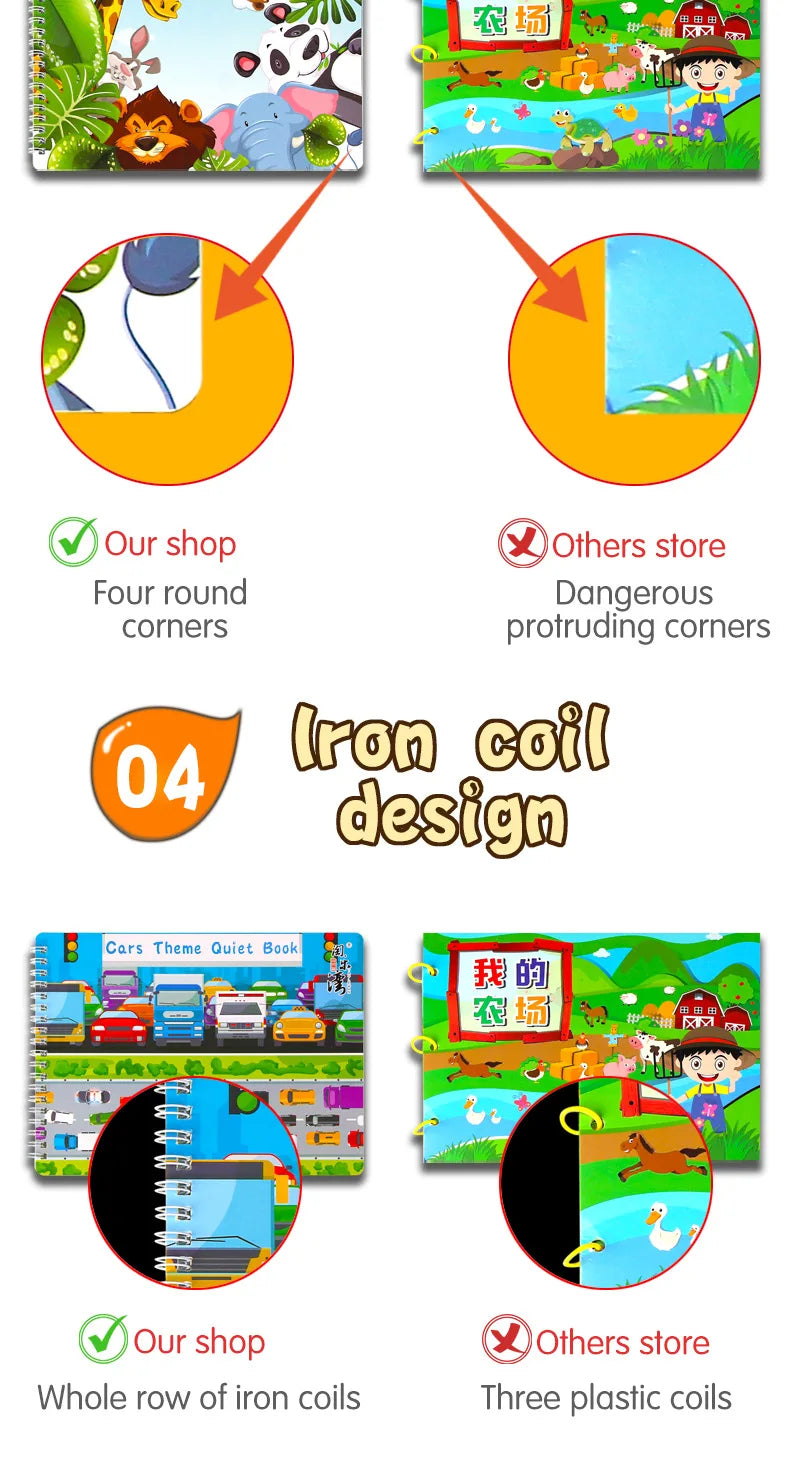 Montessori Baby Busy Sticker Book 3D Farm Life Fruit Car Theme Quiet Book Early Education Learning Fine Motor Training Baby Toy