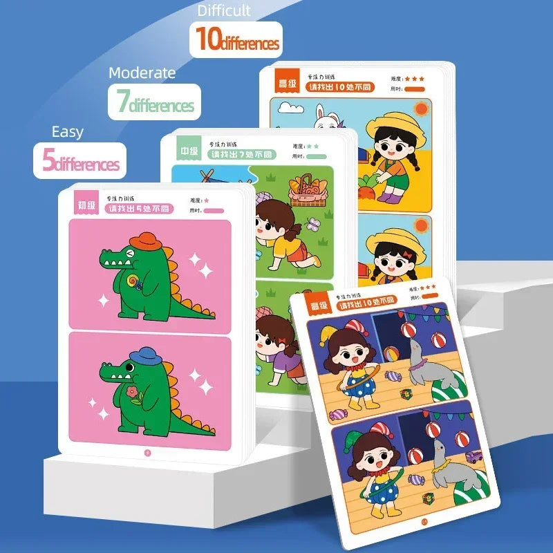 64Pcs Montessori Educational Game Cards for Kids - Error-Finding Concentration Training Toys
