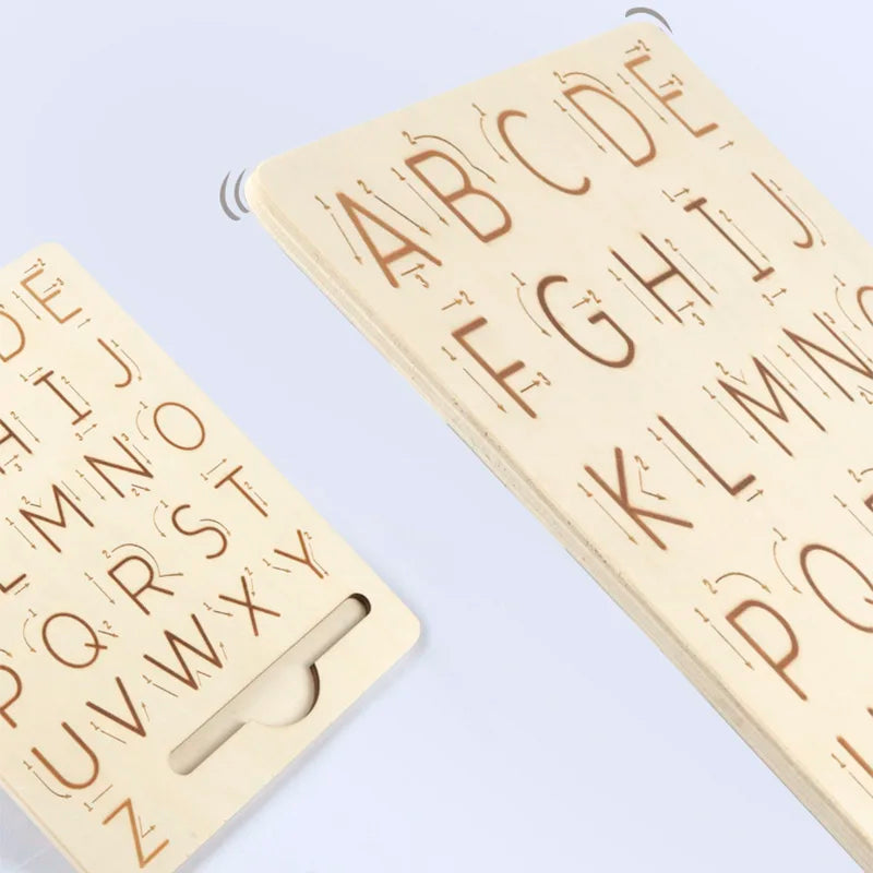 Children's Wooden Educational Toys Montessori Early Learning Word Spelling Letter Groove Practice Board Pen Control Training