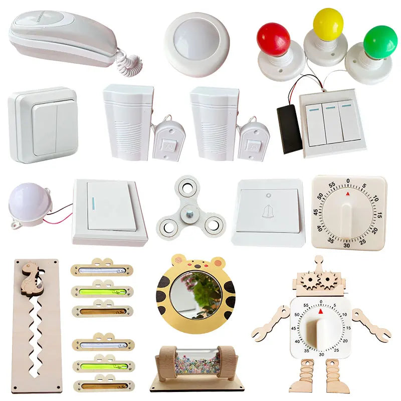 Busy Board Accessories DIY Toy Wooden Parts Toys Metal Locks Leather Buckle Montessori Educational Game Intellectual Development