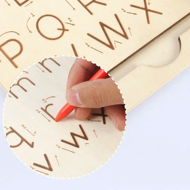 Children's Wooden Educational Toys Montessori Early Learning Word Spelling Letter Groove Practice Board Pen Control Training