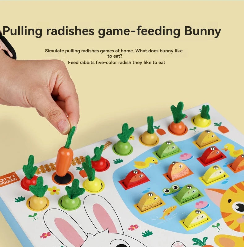Montessori Multifunctional Fishing Toy for Children Radish Pulling & Feeding Game Combination Preschool Educational Toy for Kids