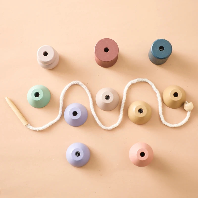 Baby Animal Threading Toys Wooden Stacking Toys Blocks Board Games Montessori Hands-on Ability Educational Children Blocks Gifts