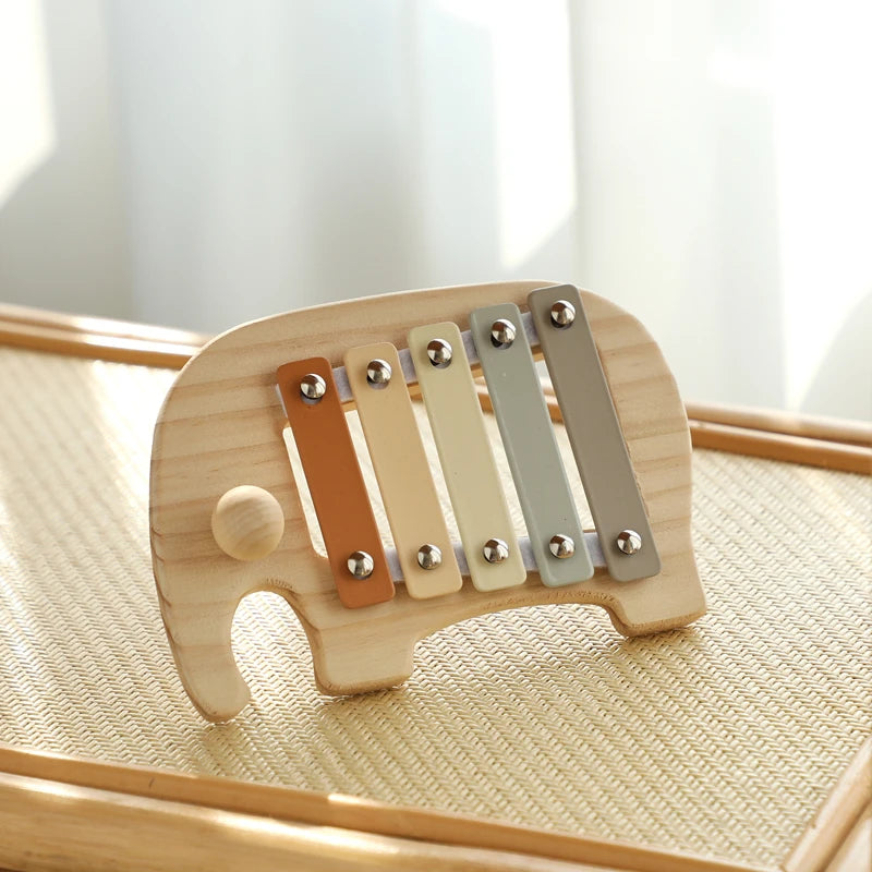 Montessori Wooden Toy Multicolor Xylophone Bell Beads Drum Column Musical Instrument Toy Kid Educational Musical Instrument Gift