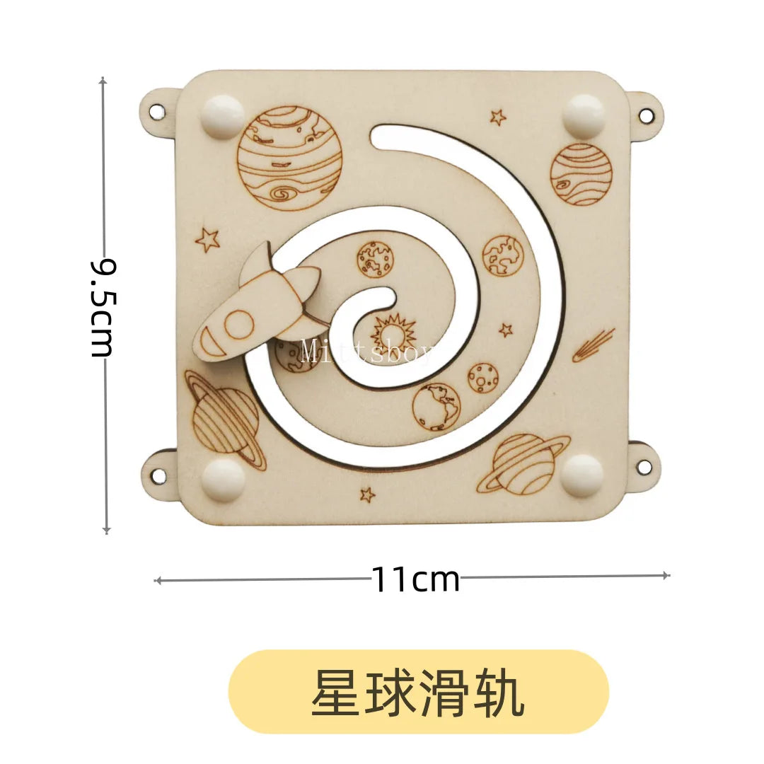 Montessori Busy Board DIY Wood Accessories Early Ball Calculation Bulldozer Castle Helicopter Educational Toy For Children Gifts