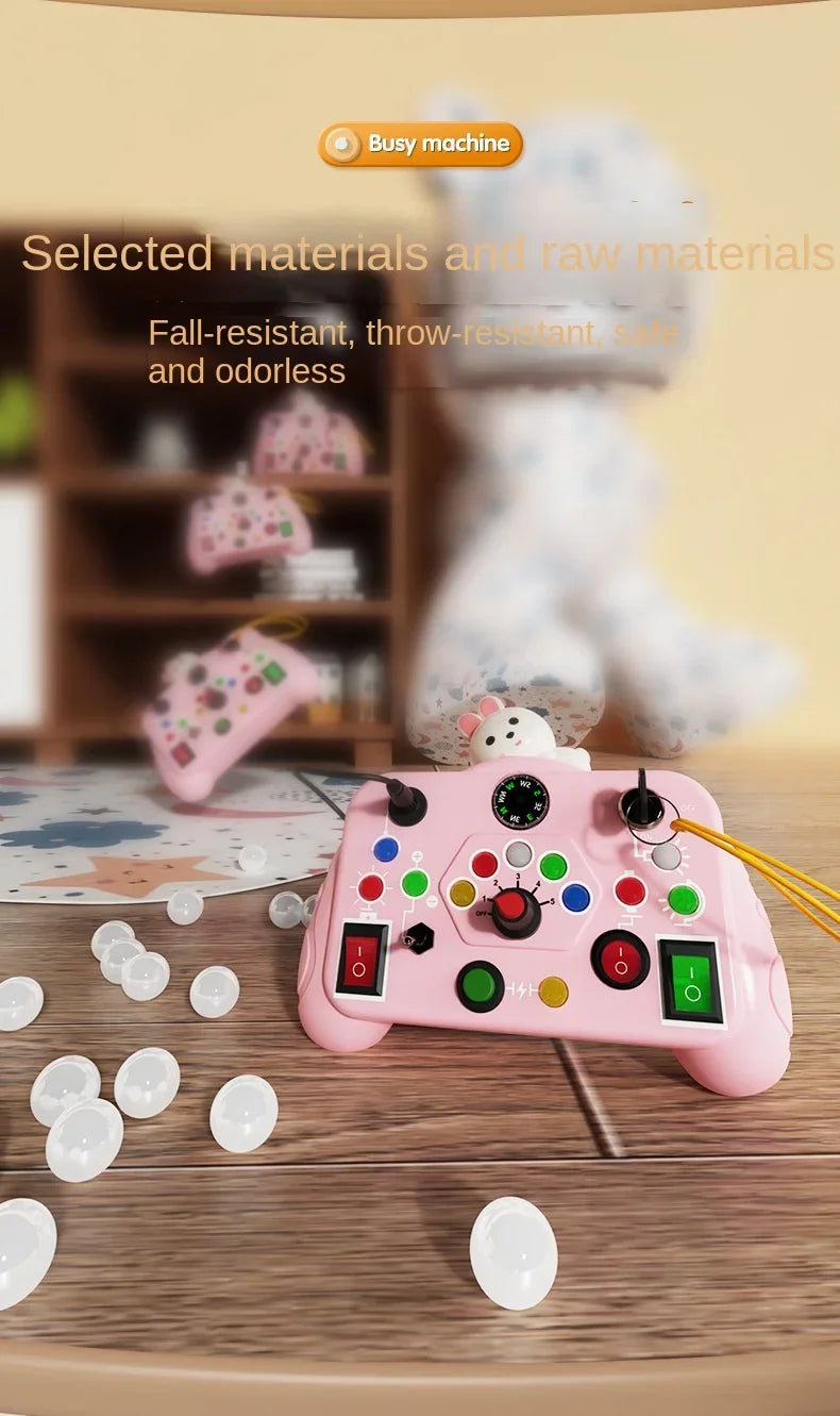Montessori Baby Sensory Busy Board - Light Switch Activity Toy for Infant Development