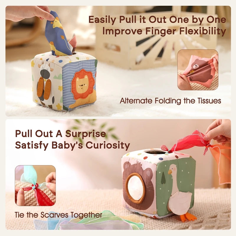 Baby Montessori Toys Magic Tissue Box Finger Exercising Busy Board Educational Learning Activity Sensory Toys For Kids Baby Game