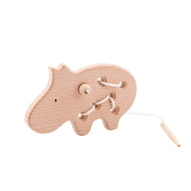 Baby Animal Threading Toys Wooden Stacking Toys Blocks Board Games Montessori Hands-on Ability Educational Children Blocks Gifts