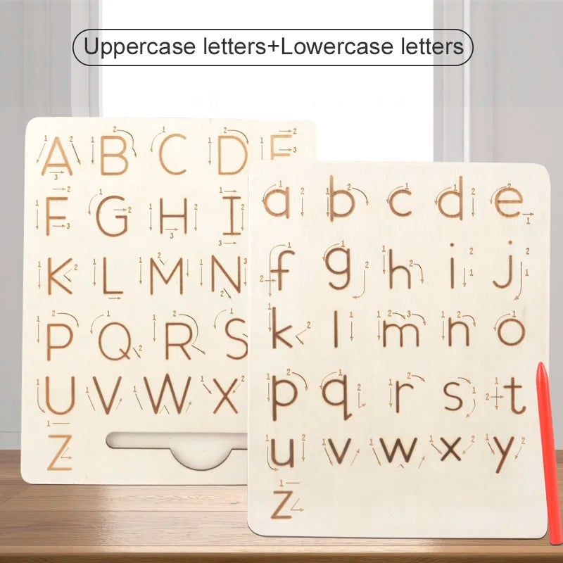 Children's Wooden Educational Toys Montessori Early Learning Word Spelling Letter Groove Practice Board Pen Control Training