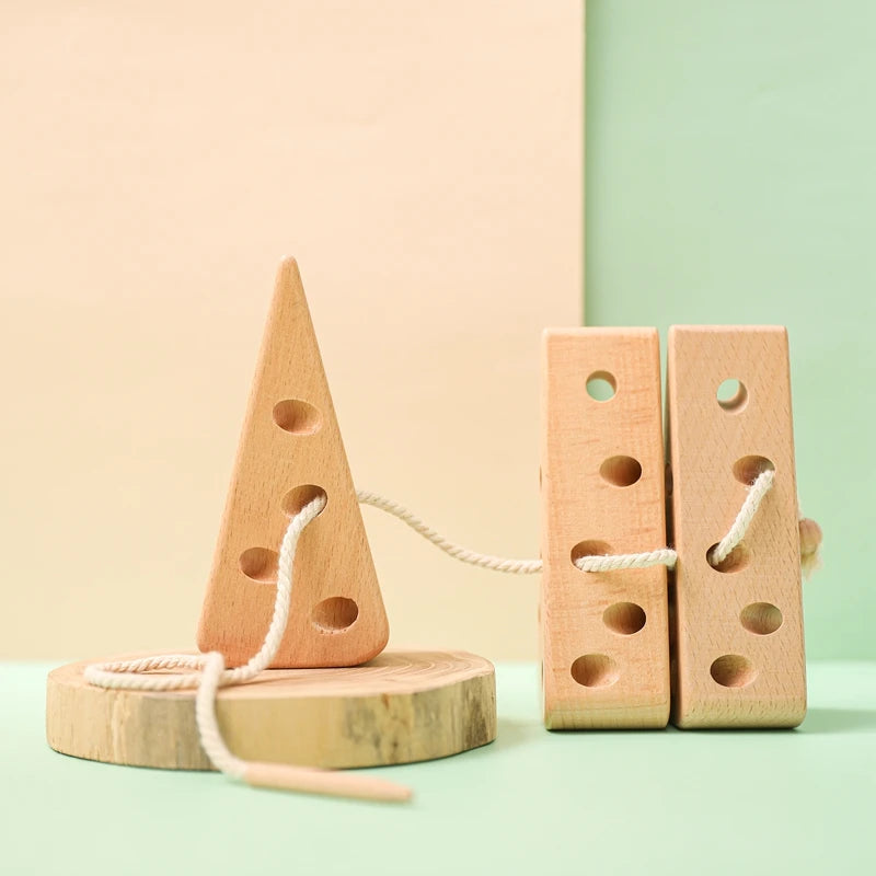 Baby Animal Threading Toys Wooden Stacking Toys Blocks Board Games Montessori Hands-on Ability Educational Children Blocks Gifts