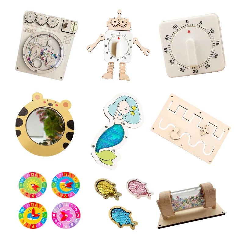 DIY Busy Board Baby Accessories Kids Wooden Toys Montessori Sensory Activity Educational Games Switch Doorbell for Children Gift