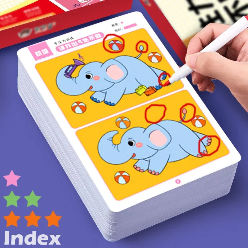 64Pcs Montessori Educational Game Cards for Kids - Error-Finding Concentration Training Toys