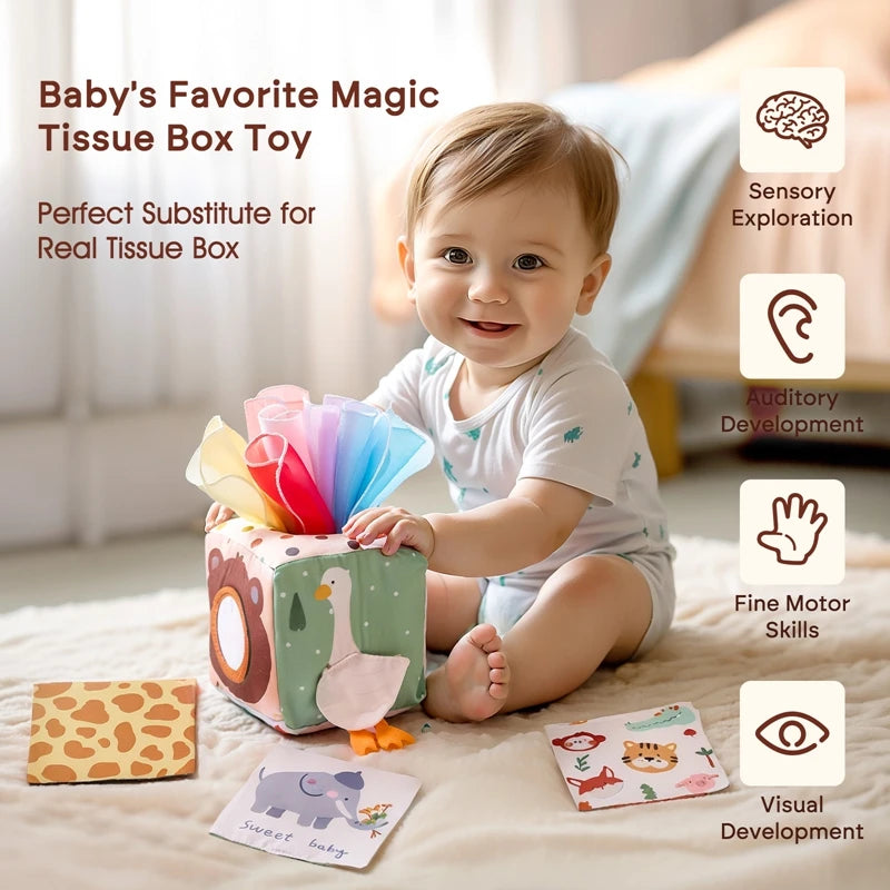 Baby Montessori Toys Magic Tissue Box Finger Exercising Busy Board Educational Learning Activity Sensory Toys For Kids Baby Game