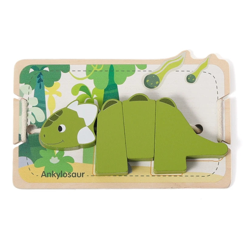 Baby Animal Threading Toys Wooden Stacking Toys Blocks Board Games Wooden Toys Baby Animal Stringing Threading Beads Toys Gift
