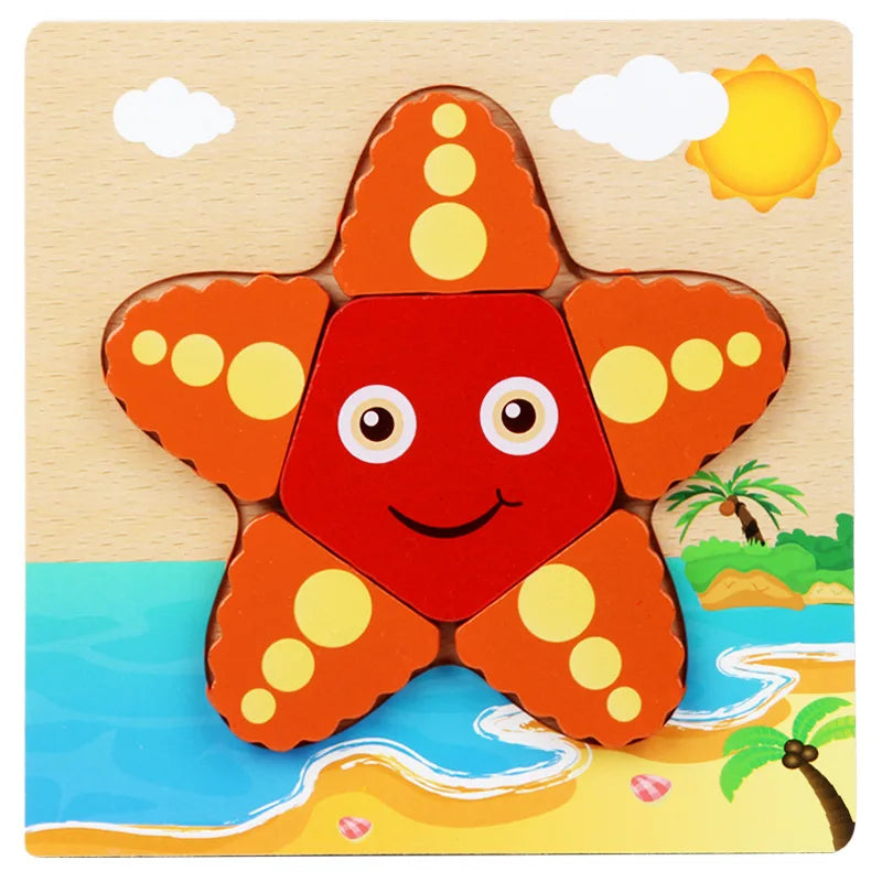 Wooden 3D Toys Puzzle Cartoon Animals Early Learning Cognition Intelligence Puzzle Game Colorful Montessori Toys Christmas Gifts