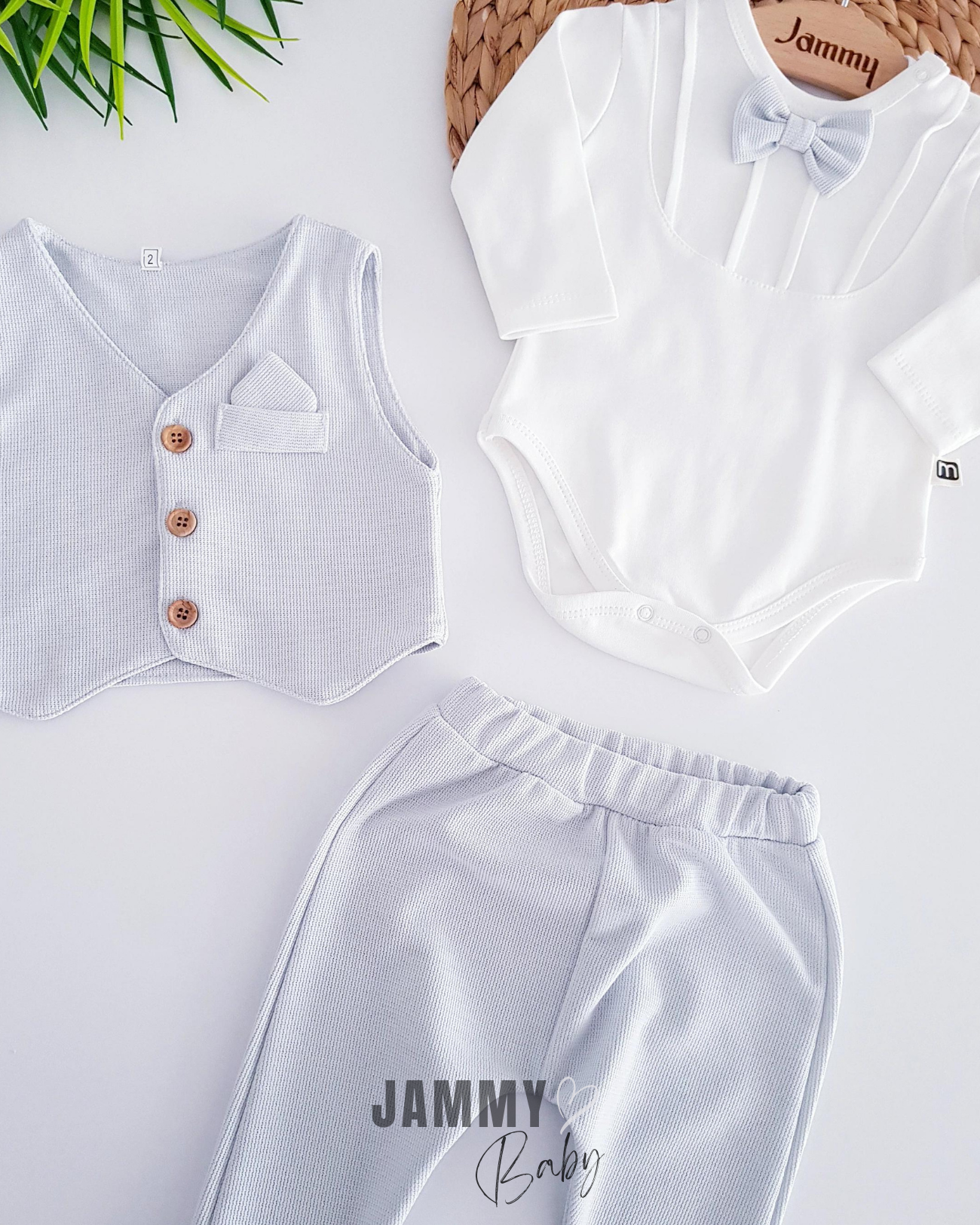 Adrian Vested 3-delige babyset - IJSGRIJS