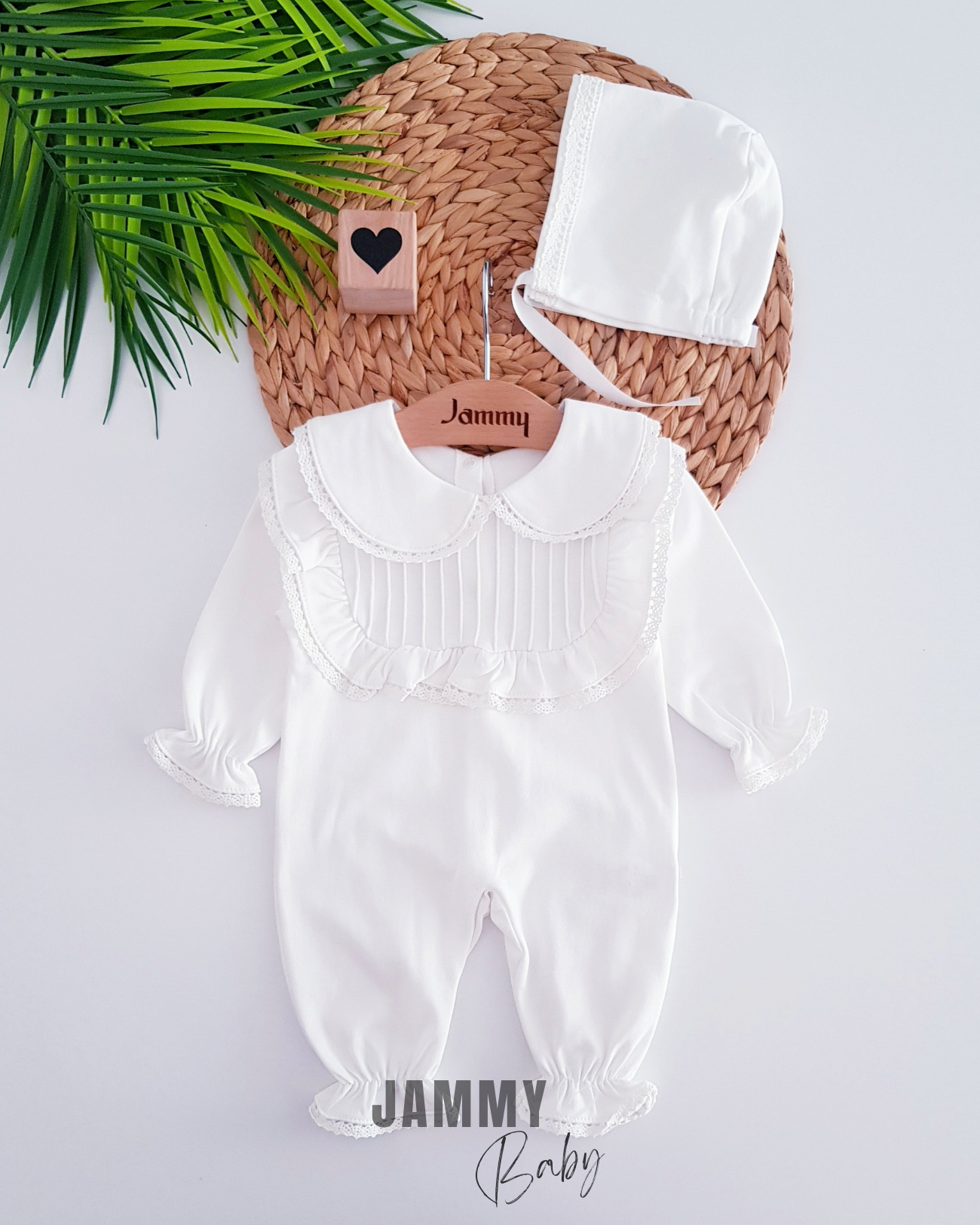 Amanda geribbelde muts-jumpsuit set-WIT