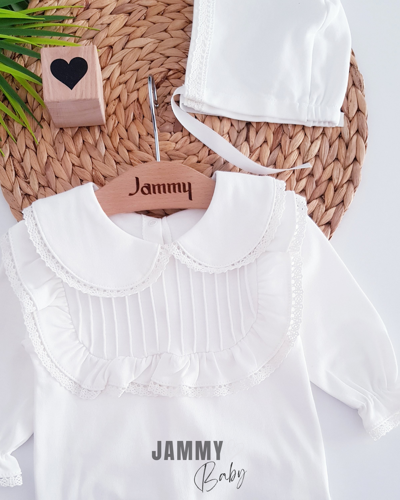 Amanda geribbelde muts-jumpsuit set-WIT