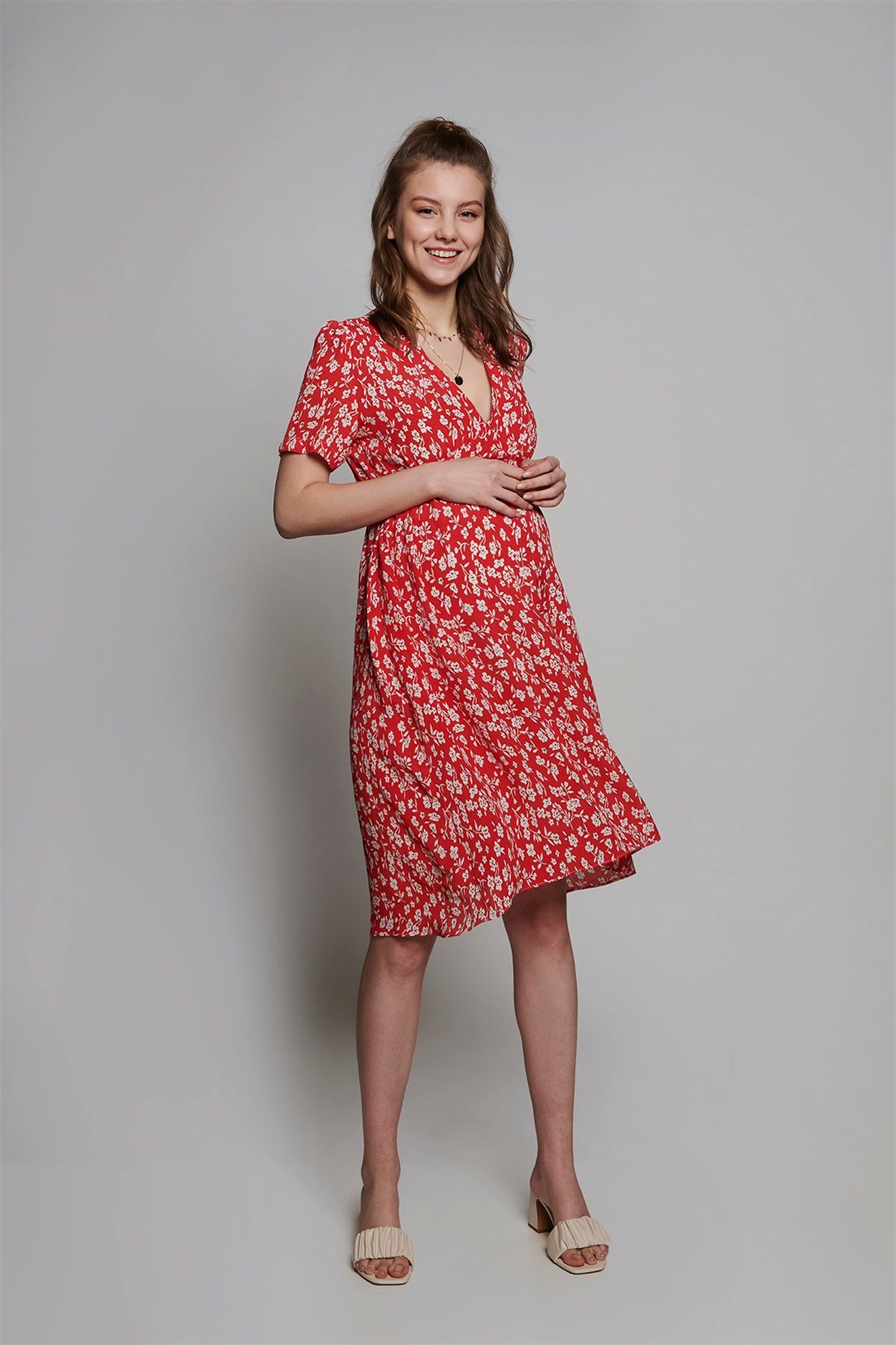 Amelia Zwangerschapsjurk - ROOD