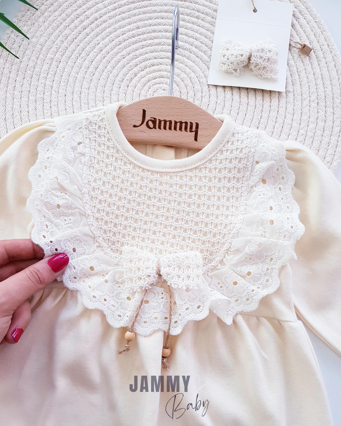 Amelia Buckled Lace Robe Gedetailleerde Jumpsuit Set-CRÈME